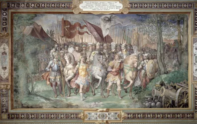 Karl V. (1500-58) Alessandro (1546-92) und Ottaviano Farnese führen die Armee gegen den Landgrafen Philipp von Hessen im Jahr 1546 aus der 